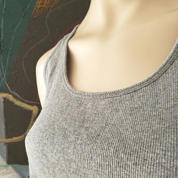 Tahari | Rib Knit Cotton Tank Top with Silver Shimmer - Picture 4 of 5